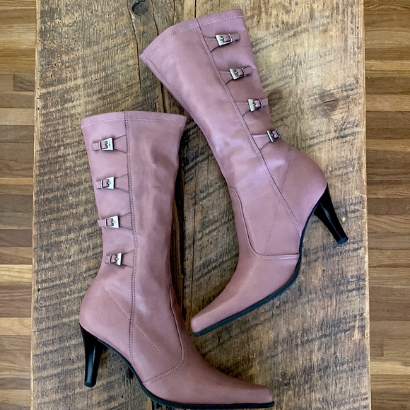 Franco Sarto Shoes - Franco Sarto Rosa Marmo Faux Leather Heeled Boots - Size 7